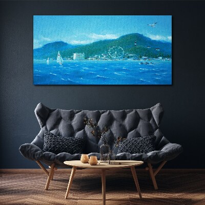 Bild auf leinwand Küstenlandschaft mit Vergnügungspark