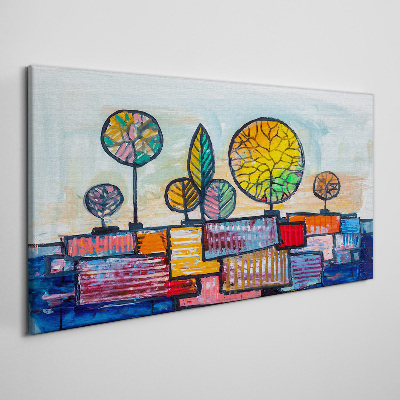 Foto auf leinwand Bunte Bäume in einer abstrakten Landschaft