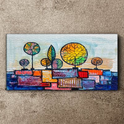 Foto auf leinwand Bunte Bäume in einer abstrakten Landschaft