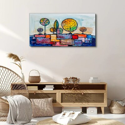 Foto auf leinwand Bunte Bäume in einer abstrakten Landschaft