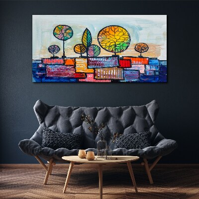 Foto auf leinwand Bunte Bäume in einer abstrakten Landschaft