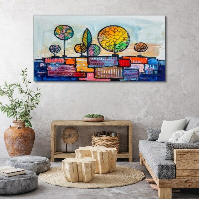 Foto auf leinwand Bunte Bäume in einer abstrakten Landschaft