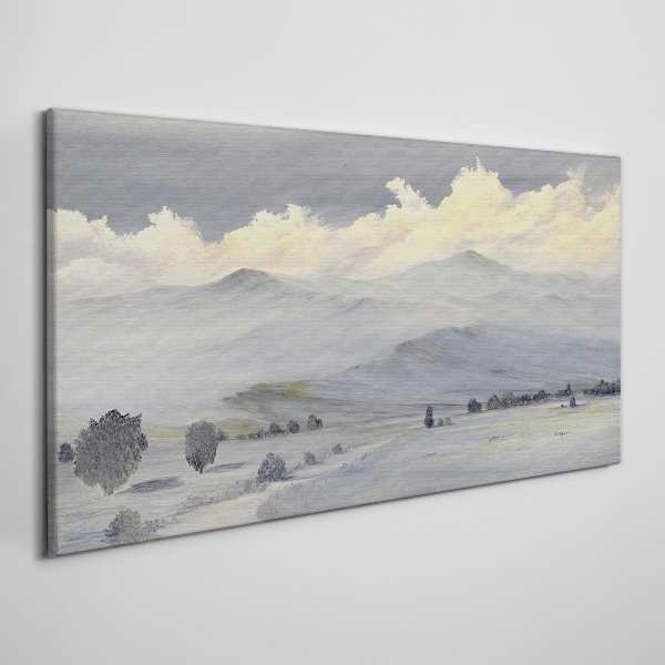 Foto auf leinwand Nebliges Bergpanorama