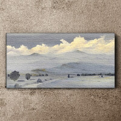 Foto auf leinwand Nebliges Bergpanorama