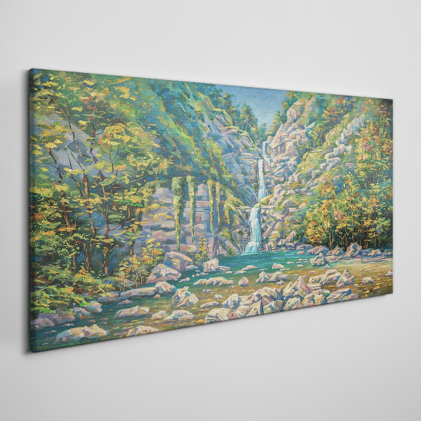 Foto auf leinwand Wasserfall in Berglandschaft