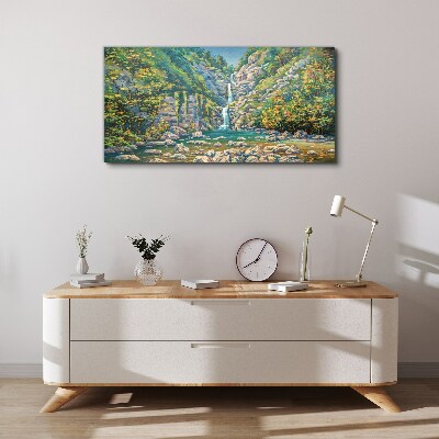Foto auf leinwand Wasserfall in Berglandschaft