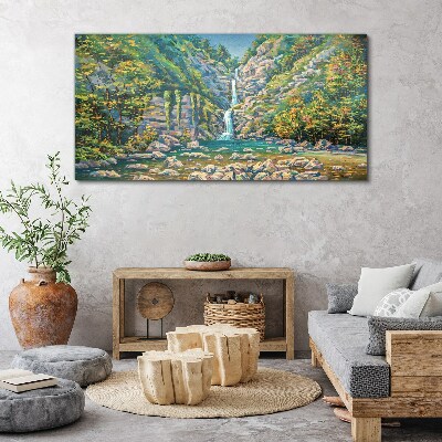 Foto auf leinwand Wasserfall in Berglandschaft