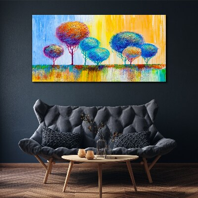Foto auf leinwand Bunte Bäume im Abendlicht
