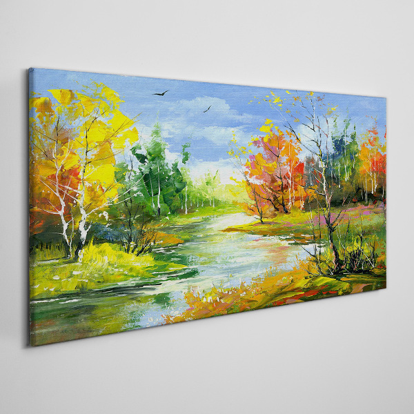 Foto auf leinwand Herbstlandschaft am Fluss