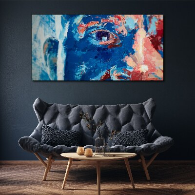 Foto auf leinwand Intensives Gesicht in Blautönen