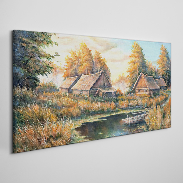 Foto auf leinwand Eine friedliche ländliche Landschaft am Morgen