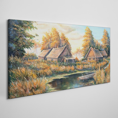 Foto auf leinwand Eine friedliche ländliche Landschaft am Morgen