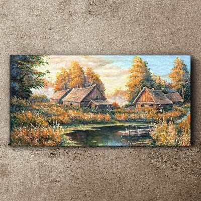 Foto auf leinwand Eine friedliche ländliche Landschaft am Morgen