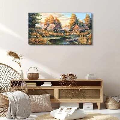Foto auf leinwand Eine friedliche ländliche Landschaft am Morgen