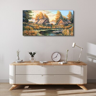 Foto auf leinwand Eine friedliche ländliche Landschaft am Morgen