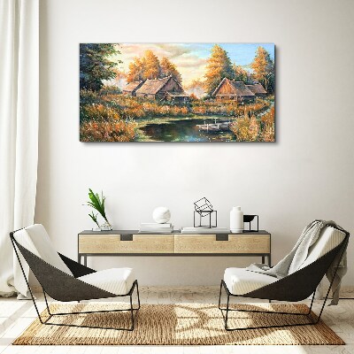 Foto auf leinwand Eine friedliche ländliche Landschaft am Morgen