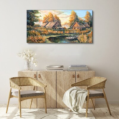 Foto auf leinwand Eine friedliche ländliche Landschaft am Morgen