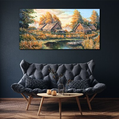 Foto auf leinwand Eine friedliche ländliche Landschaft am Morgen