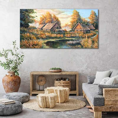 Foto auf leinwand Eine friedliche ländliche Landschaft am Morgen