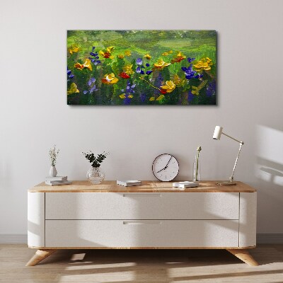 Foto auf leinwand Eine Blumenlandschaft in Frühlingsfarben