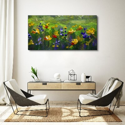 Foto auf leinwand Eine Blumenlandschaft in Frühlingsfarben