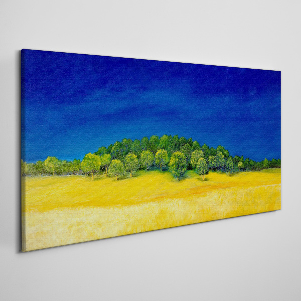 Foto auf leinwand Goldene Felder unter blauem Himmel