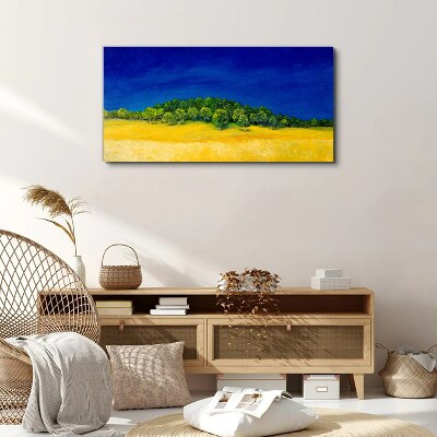Foto auf leinwand Goldene Felder unter blauem Himmel