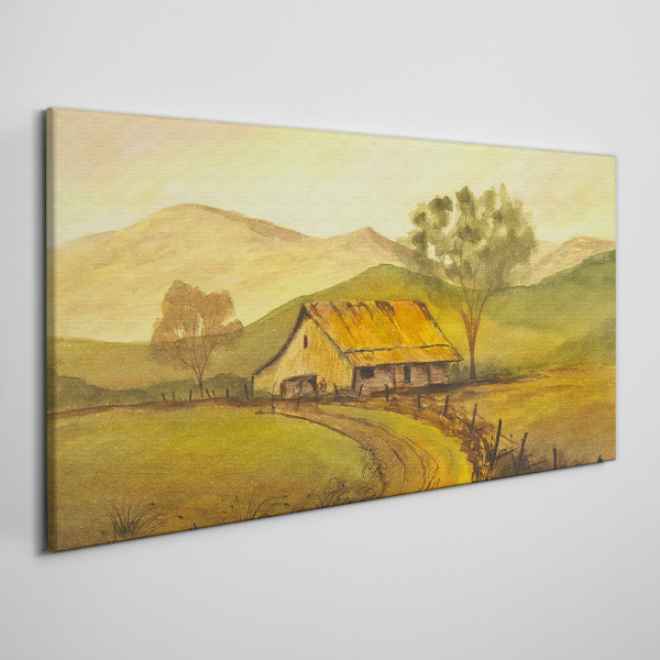Foto auf leinwand Eine friedliche ländliche Landschaft am Morgen