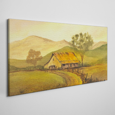 Foto auf leinwand Eine friedliche ländliche Landschaft am Morgen