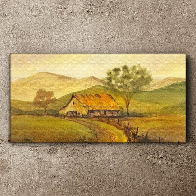Foto auf leinwand Eine friedliche ländliche Landschaft am Morgen