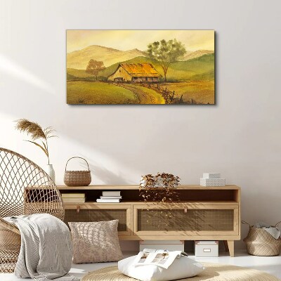 Foto auf leinwand Eine friedliche ländliche Landschaft am Morgen