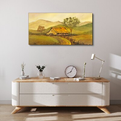Foto auf leinwand Eine friedliche ländliche Landschaft am Morgen