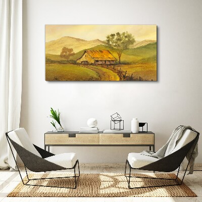 Foto auf leinwand Eine friedliche ländliche Landschaft am Morgen