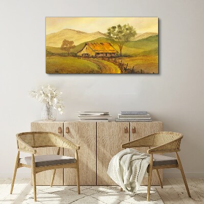 Foto auf leinwand Eine friedliche ländliche Landschaft am Morgen
