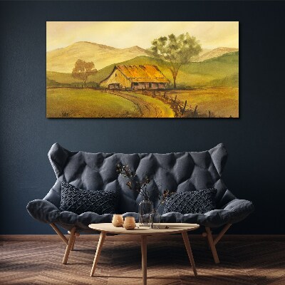 Foto auf leinwand Eine friedliche ländliche Landschaft am Morgen