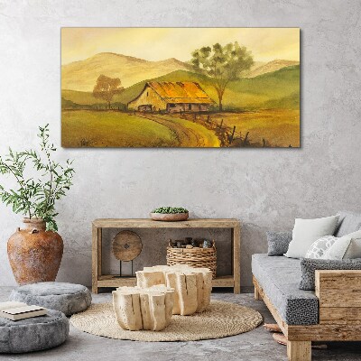 Foto auf leinwand Eine friedliche ländliche Landschaft am Morgen