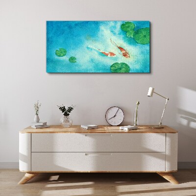 Foto auf leinwand Koi im blauen Wasser
