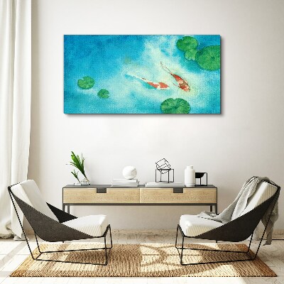 Foto auf leinwand Koi im blauen Wasser