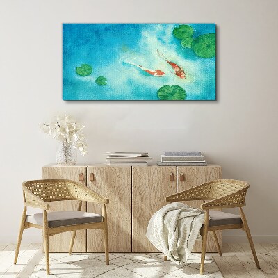 Foto auf leinwand Koi im blauen Wasser