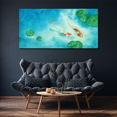 Foto auf leinwand Koi im blauen Wasser