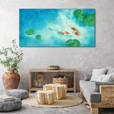 Foto auf leinwand Koi im blauen Wasser