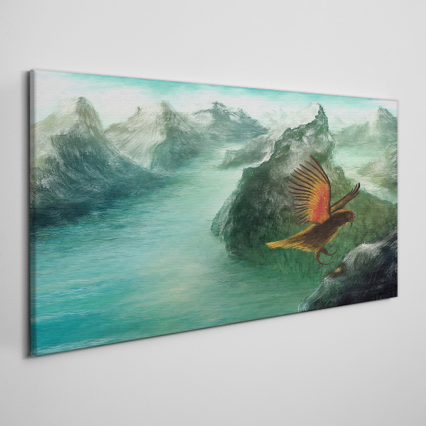 Foto auf leinwand Adler über einem Bergsee