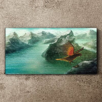 Foto auf leinwand Adler über einem Bergsee