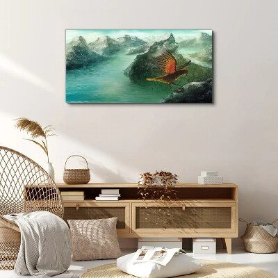 Foto auf leinwand Adler über einem Bergsee