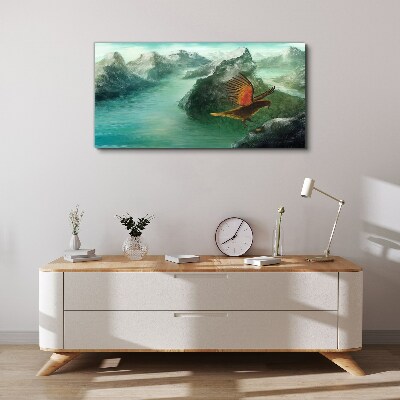 Foto auf leinwand Adler über einem Bergsee