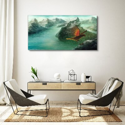 Foto auf leinwand Adler über einem Bergsee