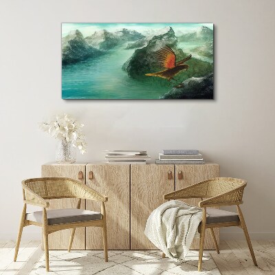 Foto auf leinwand Adler über einem Bergsee
