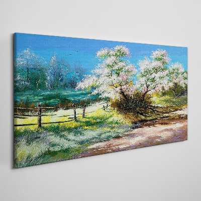 Fotobilder Frühlingslandschaft mit blühenden Bäumen