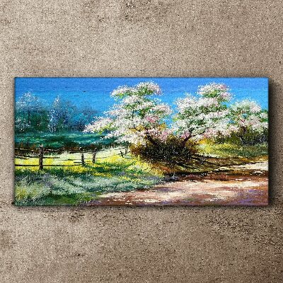 Fotobilder Frühlingslandschaft mit blühenden Bäumen