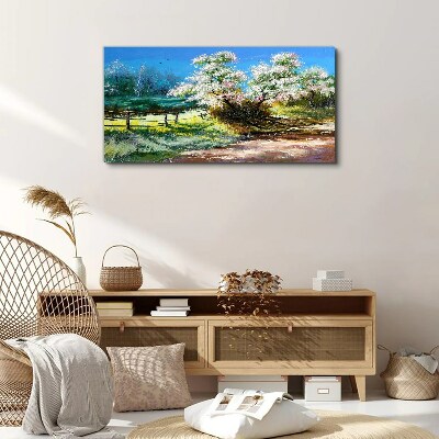 Fotobilder Frühlingslandschaft mit blühenden Bäumen